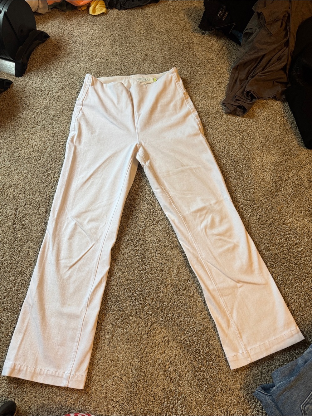 Lysse White Straight Leg Pants with Lime Size Tag